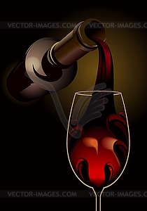 Drown your sorrows - pouring red wine - vector clip art