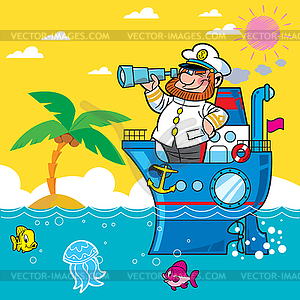 Cartoon captain - stock vector clipart