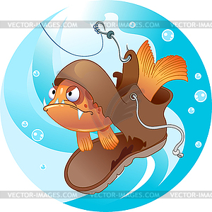 Смешные рыбалки - векторное изображение