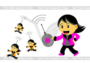 Chibi Woman Cartoon Character - color vector clipart