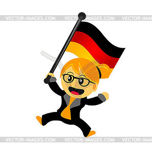 Cartoon woman bring flag - royalty-free vector image