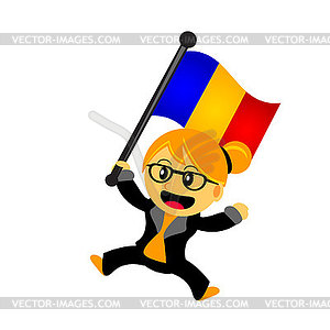 Cartoon woman bring flag - vector EPS clipart