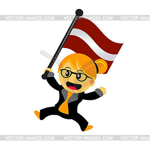 Cartoon woman bring flag - vector image