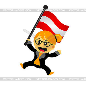 Cartoon woman bring flag - vector clipart