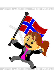 Businesswoman with flag - vector clip art