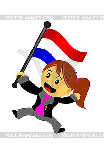 Businesswoman with flag - vector clip art