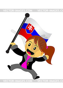 Businesswoman with flag - vector EPS clipart