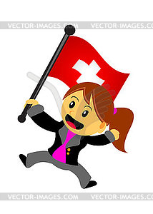 Businesswoman with flag - vector clip art