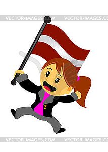 Businesswoman with flag - vector clip art