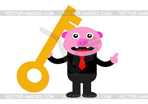 Piggy in business activity - vector clip art