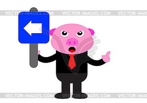 Piggy in business activity - vector clip art