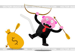 Piggy in business activity - vector clipart