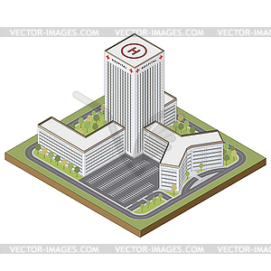 Isometric hospital building - vector clip art