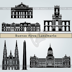 Буэнос-Айрес достопримечательностей и памятников - иллюстрация в векторе