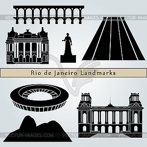 Rio de Janeiro landmarks and monuments - vector clip art