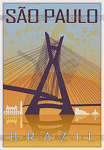 Sao Paulo vintage poster - vector clip art