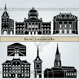 Bern landmarks and monuments - vector clipart