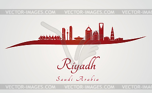 Эр-Рияд горизонта в красном - векторизованное изображение