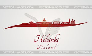 Helsinki skyline in red - vector clipart