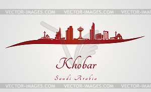 Khobar skyline in red - vector image