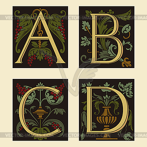 Sixteenth-Century alphabet B C D - vector clipart