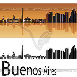 Buenos Aires skyline in orange background - vector clip art