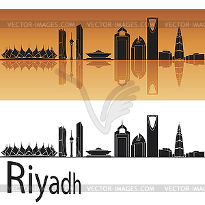 Riyadh skyline in orange background - vector clipart