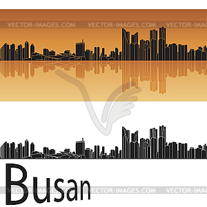 Busan skyline in orange background - vector image