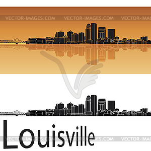 Louisville skyline in orange background - vector image