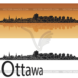 Ottawa skyline in orange background - vector clipart