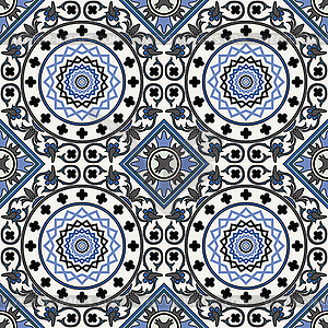 Arabesque seamless pattern in blue - vector image