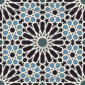 Arabesque seamless pattern in blue and black - vector image