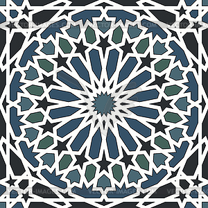 Arabesque seamless pattern in blue and black - vector clip art