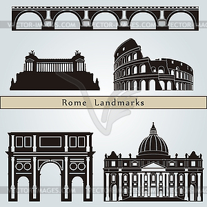 Rome landmarks and monuments - vector image