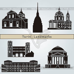 Turin landmarks and monuments - vector clipart / vector image