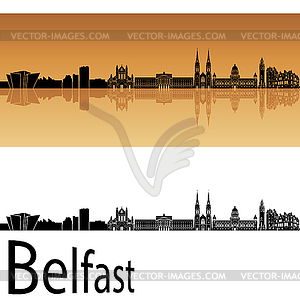 Belfast skyline in orange background - vector image