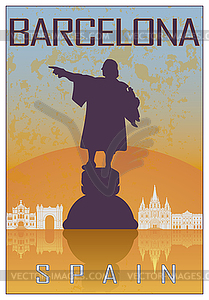 Barcelona vintage poster - vector clipart