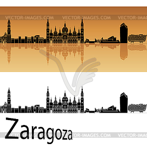 Zaragoza skyline in orange background - royalty-free vector clipart