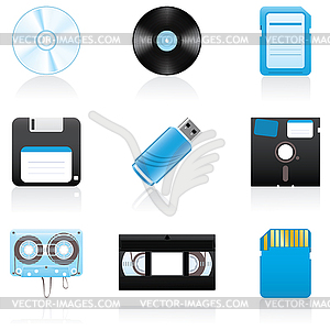 Icon set Storage media - vector image