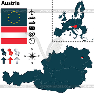 Map of Austria with European Union - vector clip art