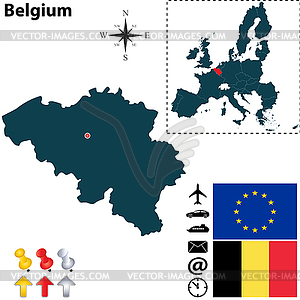 Map of Belgium with European Union - vector image