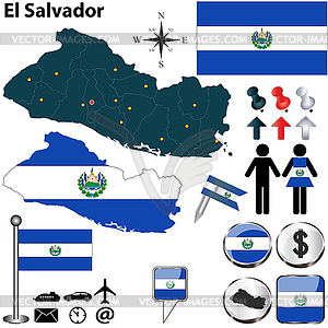 Map of El Salvador - vector clipart