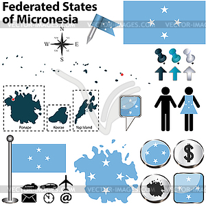 Map of Federated States of Micronesia - color vector clipart