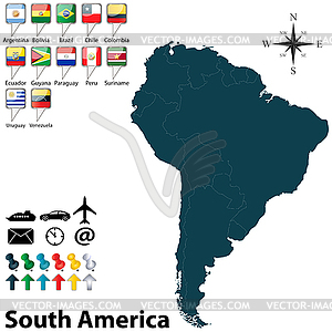 Political map of South America - vector clipart