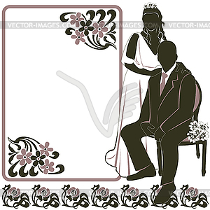 Invitation with Wedding pair - vector clipart