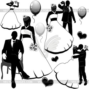 Wedding pairs - vector image