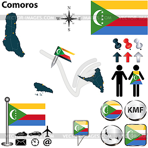 Карта Коморских островов - векторный клипарт