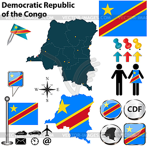 Map of Democratic Republic of Congo - vector image