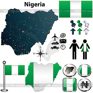 Карта Нигерии с регионами - рисунок в векторном формате