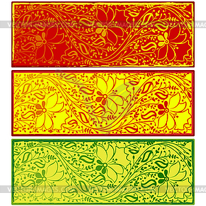 Баннеры с растительным орнаментом - векторное изображение EPS